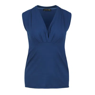 Conquista Women's Blue Faux Wrap Sleeveless Top