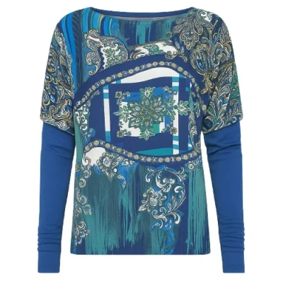 Conquista Women's Blue Floaty Print Top