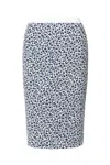 Conquista Women's Blue Floral Pencil Skirt With Solid Colour Waistband In Blue