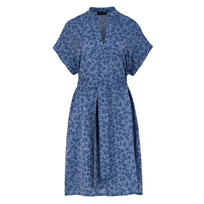 Conquista Women's Blue Floral Print Dress With Side Slits