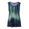 Conquista Women's Blue Gradient Stripe A-line Sleeveless Top In Blue