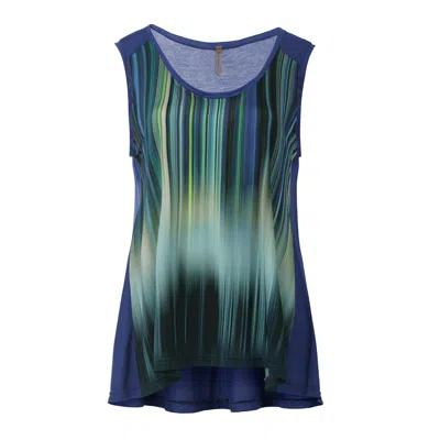 Conquista Women's Blue Gradient Stripe A-line Sleeveless Top