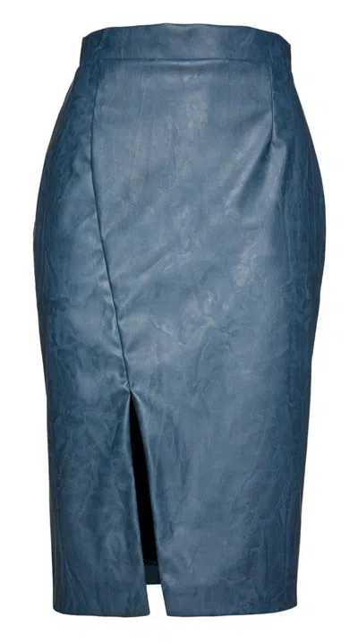 Conquista Women's Blue Indigo Faux Leather Pencil Skirt