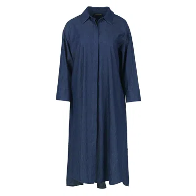 Conquista Women's Blue Indigo Midi Dress With Side Slits