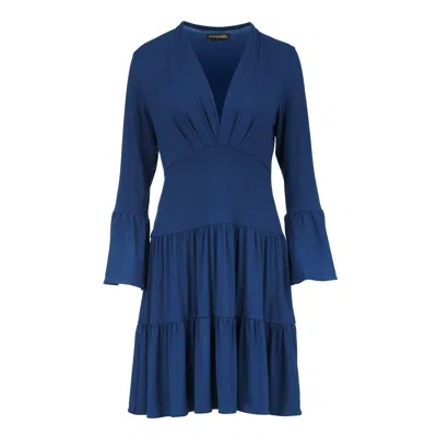 Conquista Women's Blue Jersey Tiered Dress