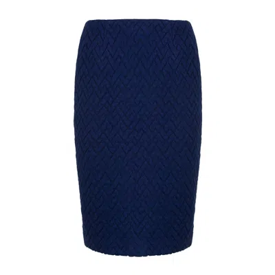 Conquista Women's Blue Knit Jacquard Pencil Skirt