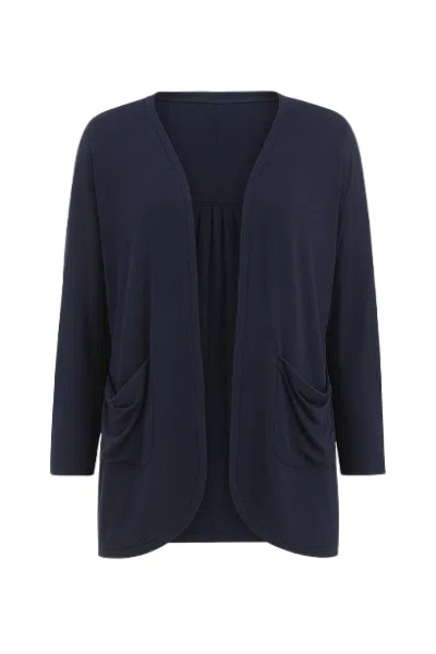 Conquista Women's Blue Long Sleeve Cardigan With Pockets