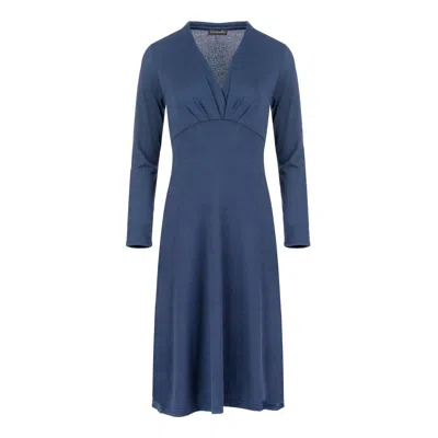 Conquista Women's Blue Long Sleeve Empire Line Jersey Dress