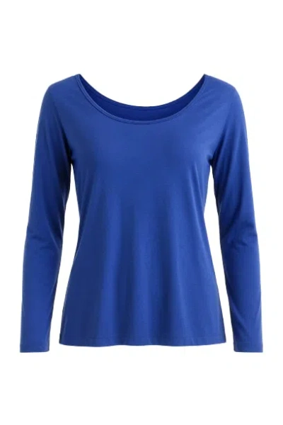 Conquista Women's Blue Long Sleeve Off-shoulder Top