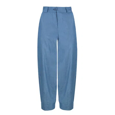 Conquista Women's Blue Loose Fit Denim Style Pants