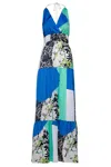 Conquista Women's Blue Maxi Empire Line Patchwork Dress By  Fashion In Blue