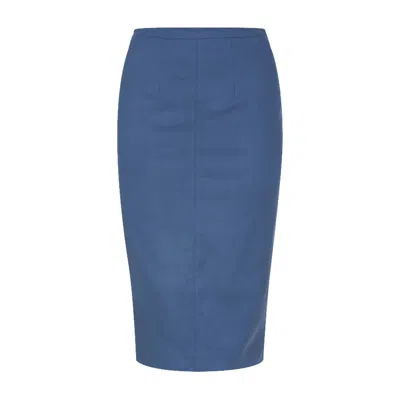 Conquista Women's Blue Navy Fitted Midi Skirt