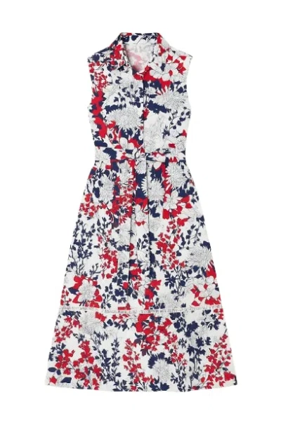 Conquista Women's Blue Navy Floral Print Dress With Belt