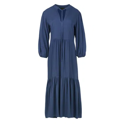 Conquista Women's Blue Navy Midi Dress With Ties
