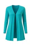 Conquista Women's Blue Open Front Cardigan In Blue