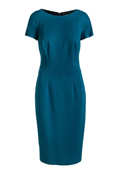 Conquista Women's Blue Petrol Fitted Cap Sleeve Dress
