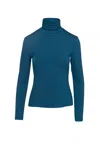Conquista Women's Blue Petrol Turtle Neck Top By  In Sustainable Fabric In Blue
