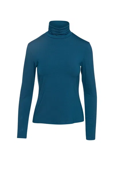 Conquista Women's Blue Petrol Turtle Neck Top By  In Sustainable Fabric