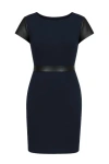 Conquista Women's Blue Pleather Detail Dress In Blue