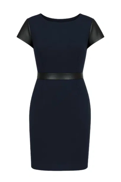 Conquista Women's Blue Pleather Detail Dress