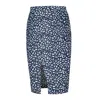 Conquista Women's Blue Print Gabardine Pencil Skirt In Blue