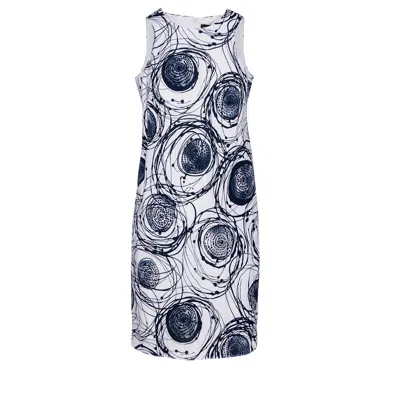 Conquista Women's Blue Print Sleeveless Sack Dress In Navy