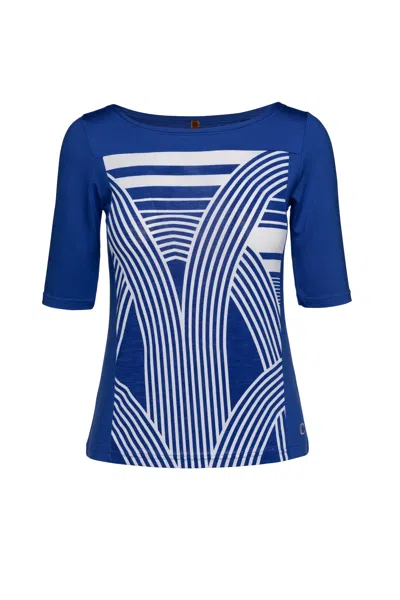 Conquista Women's Blue Printed Half-sleeved Top