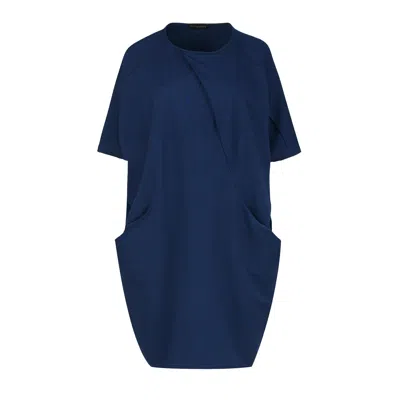 Conquista Women's Blue Punto Di Roma Batwing Dress