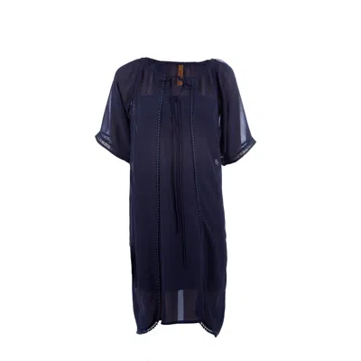 Conquista Women's Blue Sheer Ethnic Style Dress