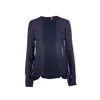 Conquista Women's Blue Sheer Ethnic Style Top Navy In Blue