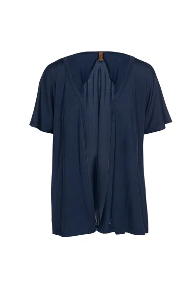 Conquista Women's Blue Short Sleeve Open Front Cardigan In Navy