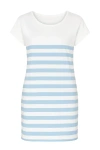 Conquista Women's Blue Short Sleeved Striped Dress In Blue