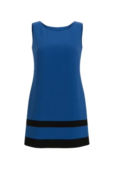 Conquista Women's Blue Sleeveless A Line Panel Detail Dress