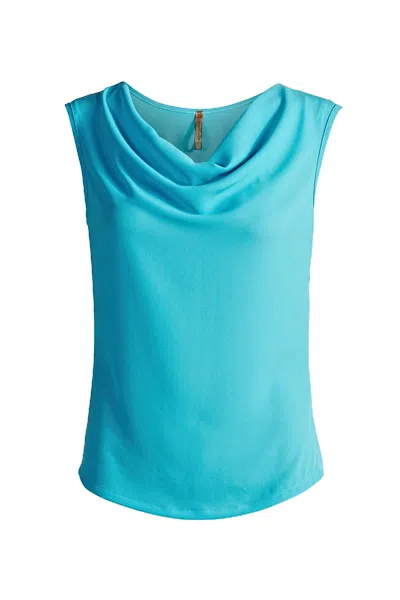 Conquista Women's Blue Sleeveless Drape Top