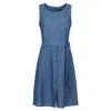Conquista Women's Blue Sleeveless Dress With Belt & Button Detail In Blue
