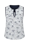 Conquista Women's Blue Sleeveless Floral Keyhole Top In Blue