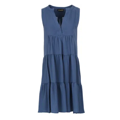 Conquista Women's Blue Sleeveless Indigo A Line Dress