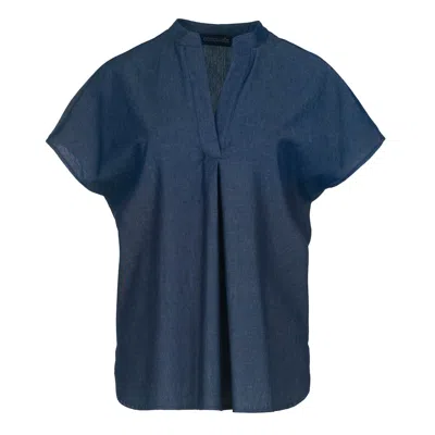 Conquista Women's Blue Sleeveless Indigo Cotton Style Top.