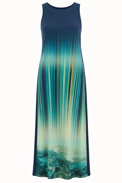 Conquista Women's Blue Sleeveless Print Maxi Dress
