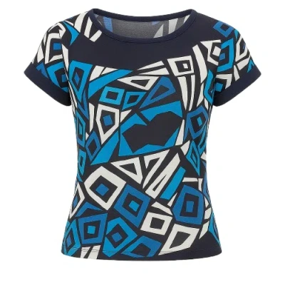 Conquista Women's Blue Sleeveless Print Top Navy