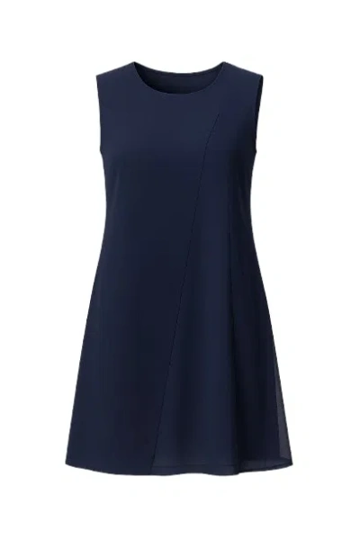 Conquista Women's Blue Sleeveless Sheer Detail Dress