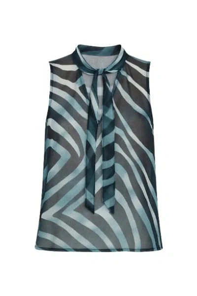 Conquista Women's Blue Sleeveless Tie Detail Top In Navy