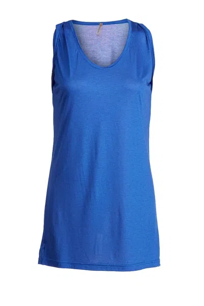 Conquista Women's Blue Sleeveless Tunic With Pleat Detail