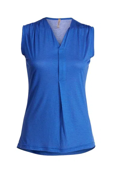 Conquista Women's Blue Sleeveless V Neck Top