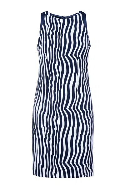 Conquista Women's Blue Sleeveless Zebra Print Dress