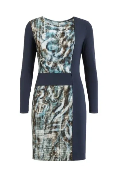 Conquista Women's Blue Straight Long Sleeve Dress