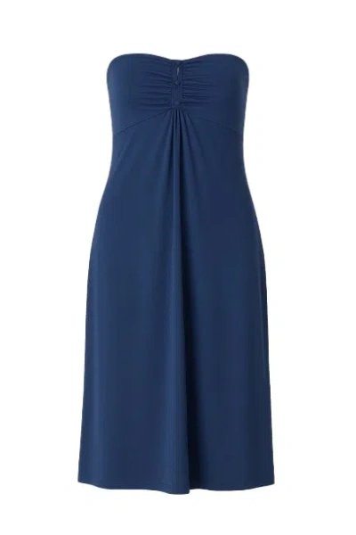 Conquista Women's Blue Strapless A Line Dress
