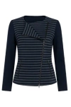 Conquista Women's Blue Striped Knit Jacket In Blue