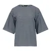 Conquista Women's Blue Striped Oversized Viscose-elastane Top With Elbow-length Sleeves In Blue