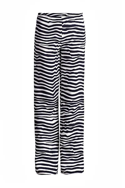 Conquista Women's Blue Striped Wide Leg Trousers